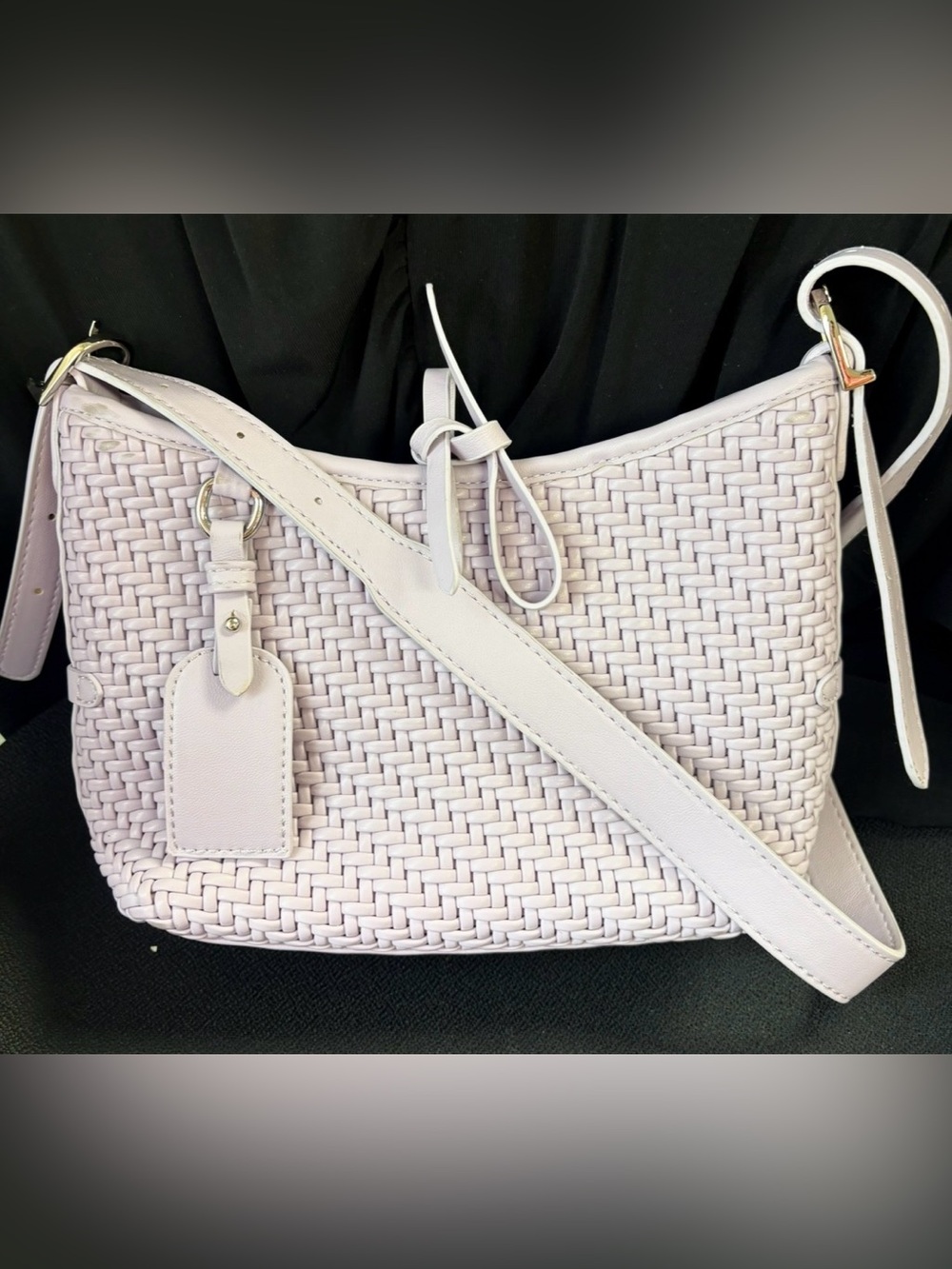 NWOT! Bottega Veneta Inspired Woven Vegan Leather Bag, LILAC - Picture 5 of 10